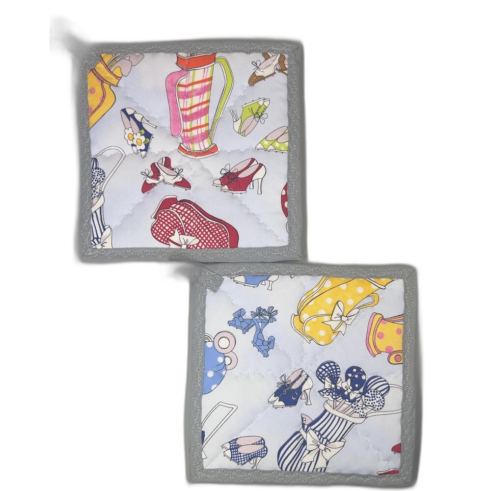 Handmade Quilted Potholders Set of 2 Women’s Golf Shopping Fashion Theme